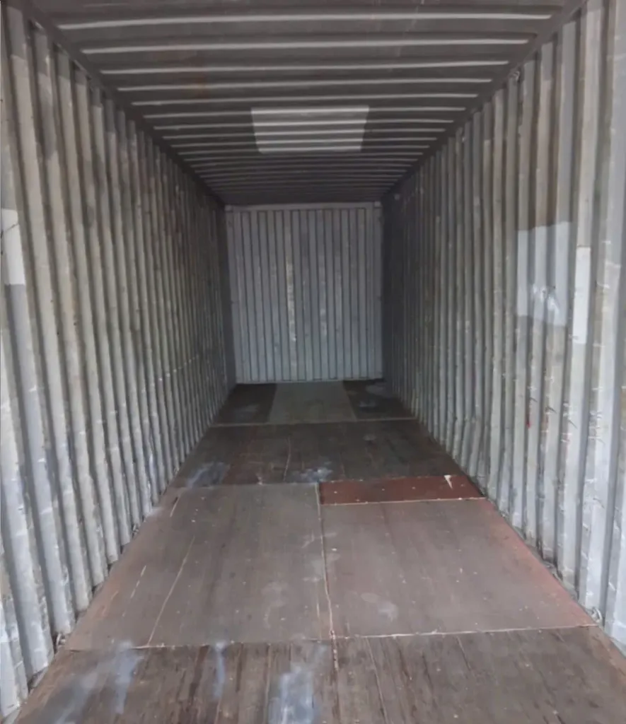 Interior of an empty shipping container before loading