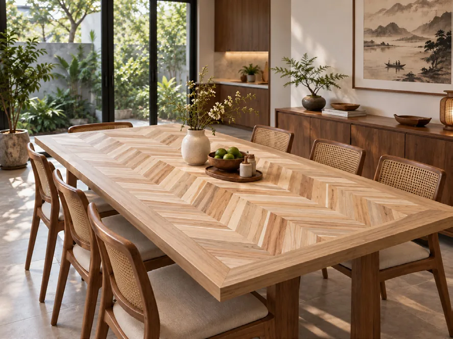 Herringbone acacia panel, decorative wood surface - view 2