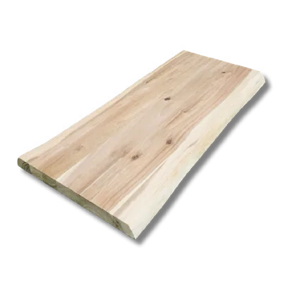 Live-edge acacia board with natural edge, kiln-dried and sanded
