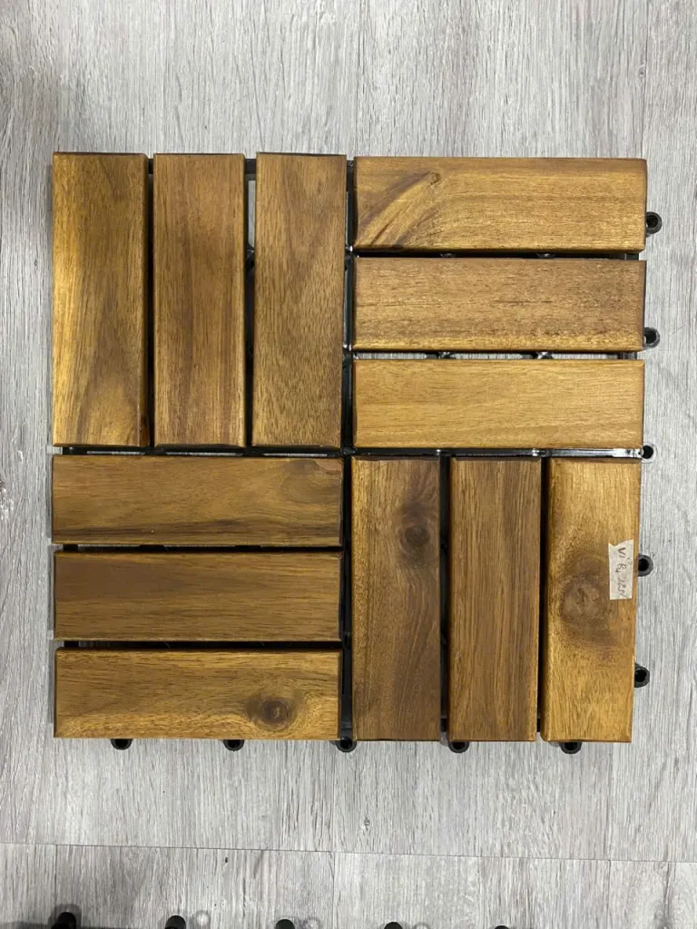Vỉ gỗ keo 12 nan họa tiết parquet 300 x 300 mm liên kết khớp nối - góc nhìn 7