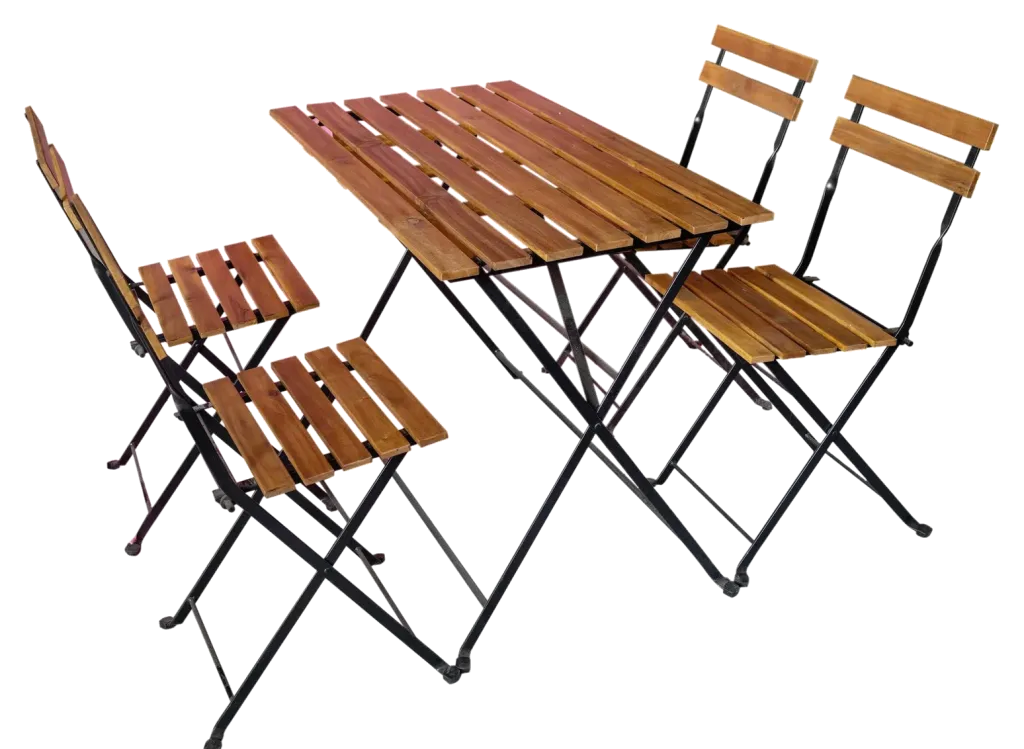 Bộ bàn ghế ngoài trời Tarno gỗ keo khung thép gấp