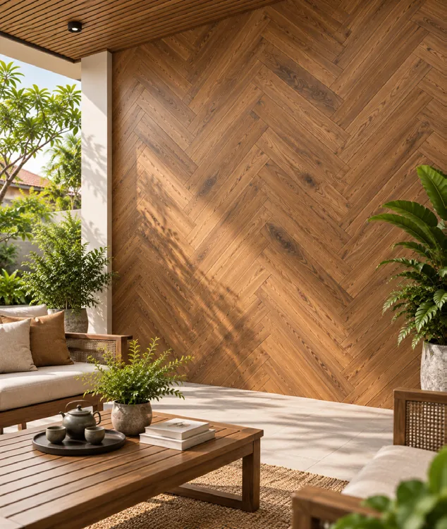 Ván gỗ keo ốp tường nội thất - góc nhìn 2